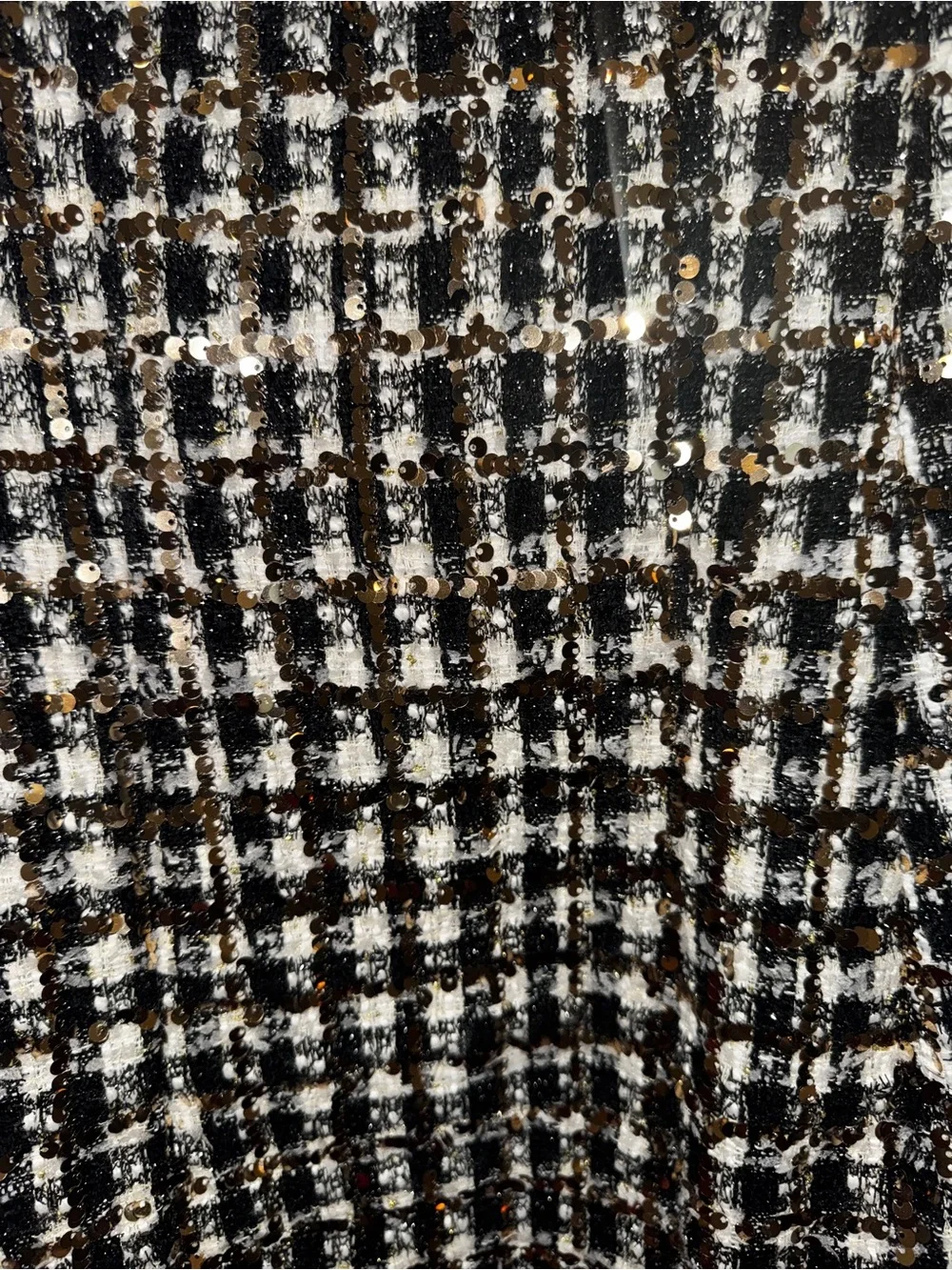 Girls' Black & Gold Tweed Formal Dress with Bow